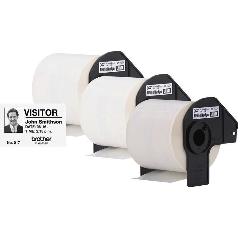 Brother Genuine DK-12343PK Die-Cut Name Badge Paper Labels, 2.3 in x 3.4 in (60 mm x 86 mm) Adhesive Name Badge White Paper Labels, 260 Labels per Roll, (3) Rolls per Box - Image 4